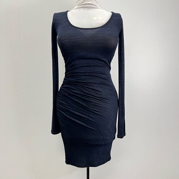 Rag & Bone Jeans Navy Twist Dress Long Sleeve Ruched Scoop Neck Bodycon Size XS - Picture 5 of 10